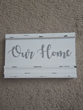 Hobby Lobby White and Gray "Our Home" Script Wall Plaque